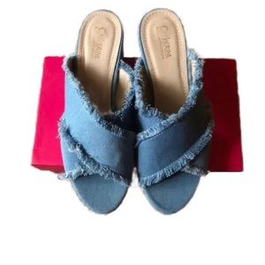 Catherine Malandrino Denim Slide Sandals